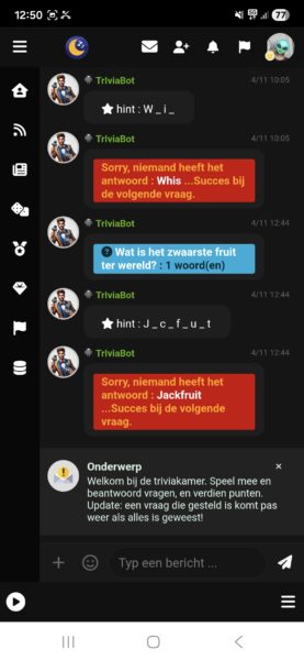 Trivia chatroom bij ChatVibes