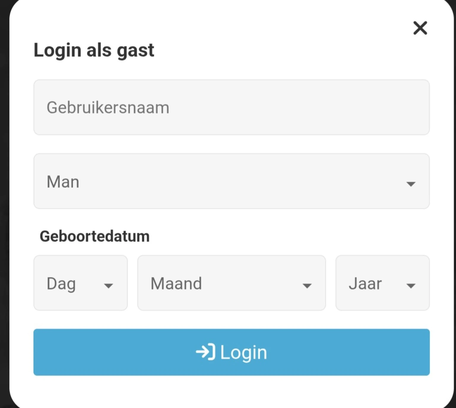 Als gast chatten op ChatVibes met gebruikersnaam en basisgegevens