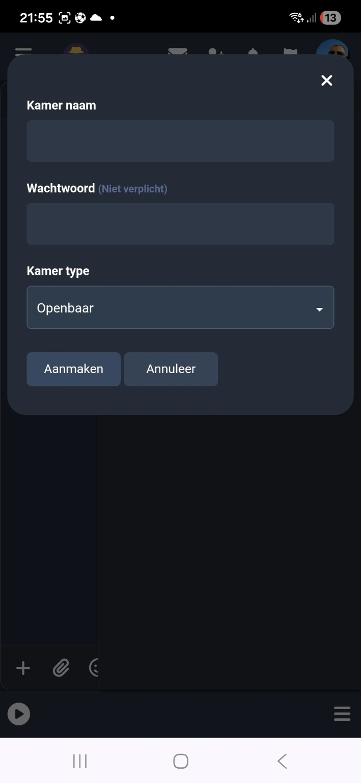 Zelf een openbare of beveiligde chatroom aanmaken op ChatVibes