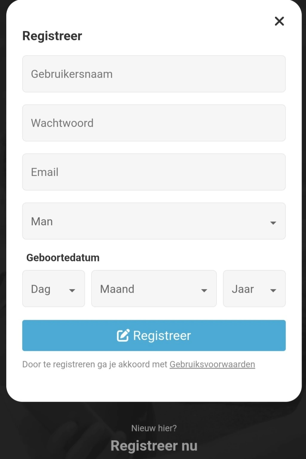 Gratis een account registreren om te chatten op ChatVibes